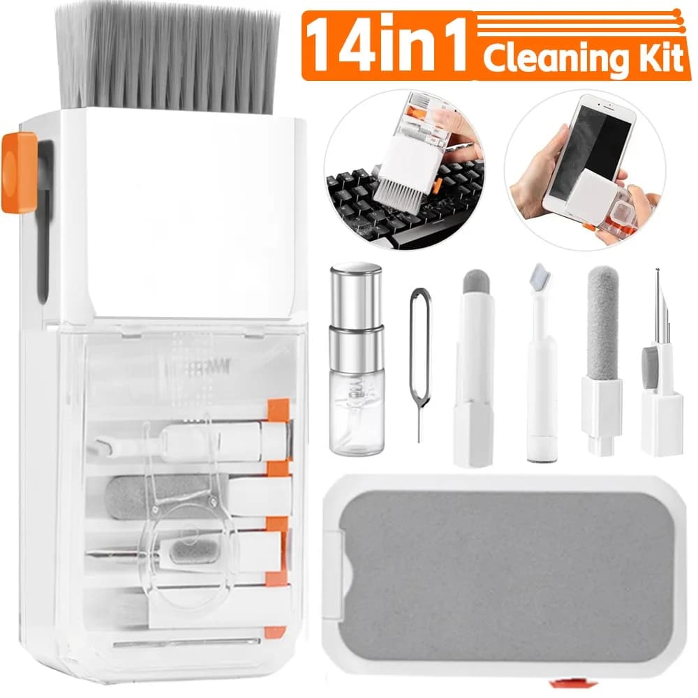 Cleaning Set Electronic Multifunction 14 in 1 Laptop for iPhone/AirPods Max/Pro Headphones/Computer/Kit Tools with Cleaning Brush