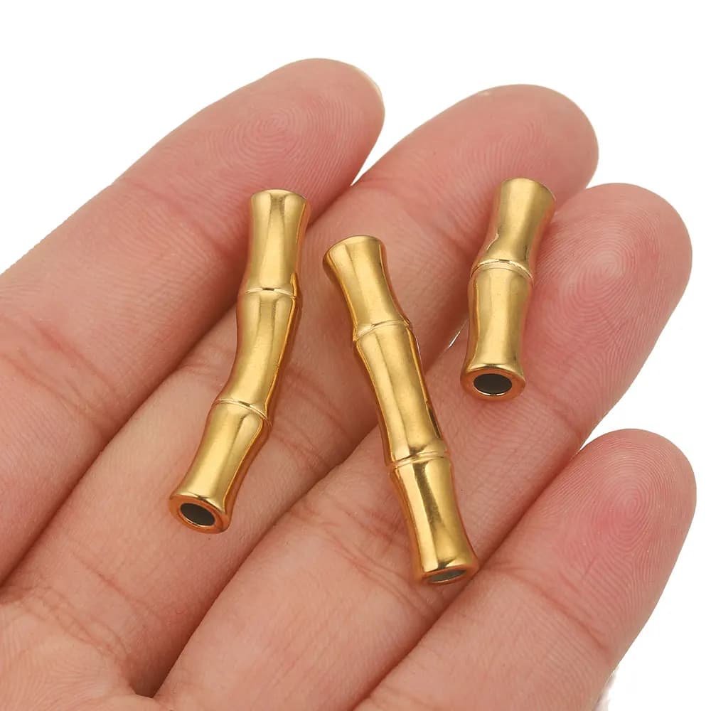 Tubo flame curvo con connettore in acciaio inossidabile da 5 pezzi per la creazione di gioielli, perline dritte color oro, bracciale, collana, ricerca di gioielli