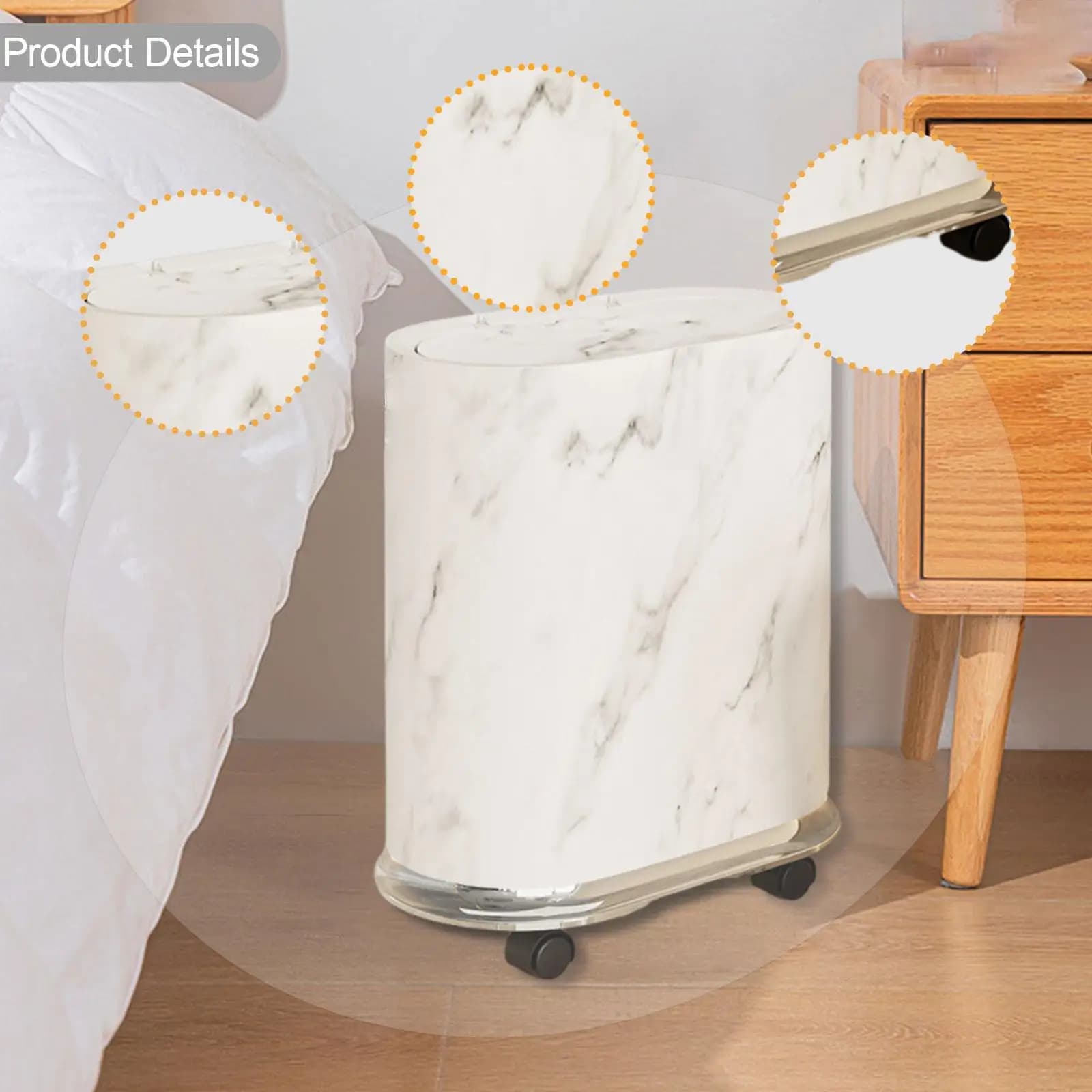 Bidone della Spazzatura Compatto con Ruote, Coperchio Sigillato, Impermeabile in Plastica per Cucina, Bagno, Lavanderia