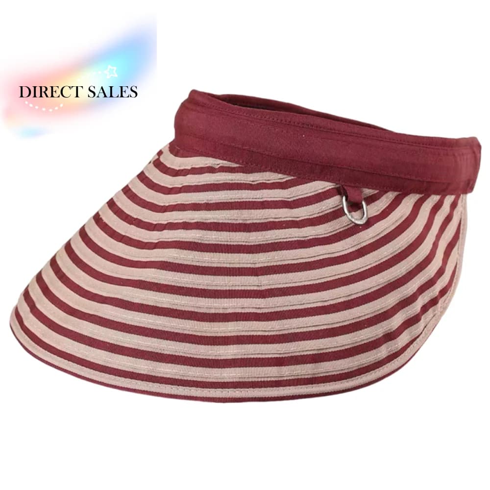 Cappello Pieghevole a Righe con Visiera Larga, Protezione UV, Fascia a Righe, Stile Coreano, Leggero, per Protezione Solare
