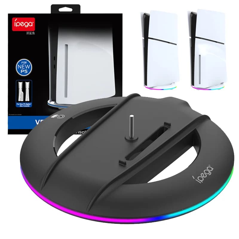 IPEGA Supporto di raffreddamento verticale con luce RGB per PS5 Slim PS5 Pro Console Base antiscivolo Staffa di supporto Staffa Accessori da gioco