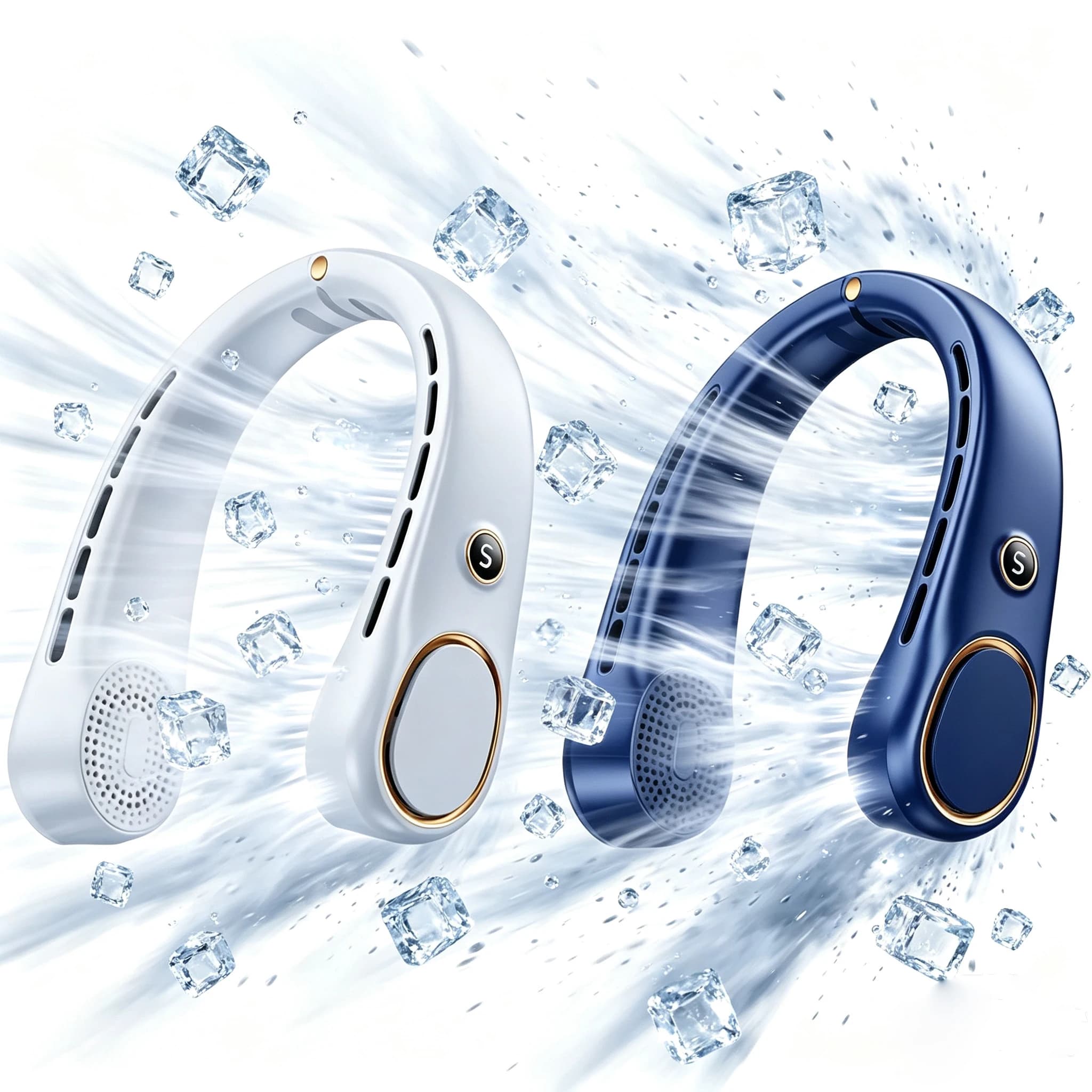 NEW Mini Neck Mounted Fan Portable Bladeless Neck USB Rechargeable Air Cooler 5 File Speed Summer Sports Fan Outdoor SportsFans