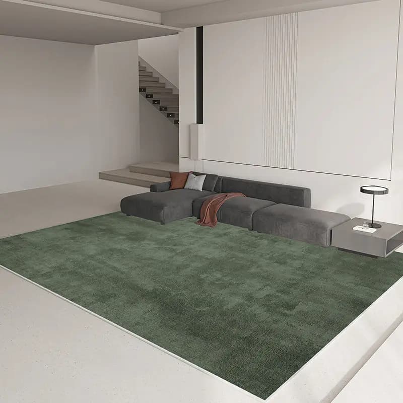Minimalist Green Crystal Velvet Carpet Full Coverage Office Water Absorbent Non-Slip Rug Rectangular Home Bedroom