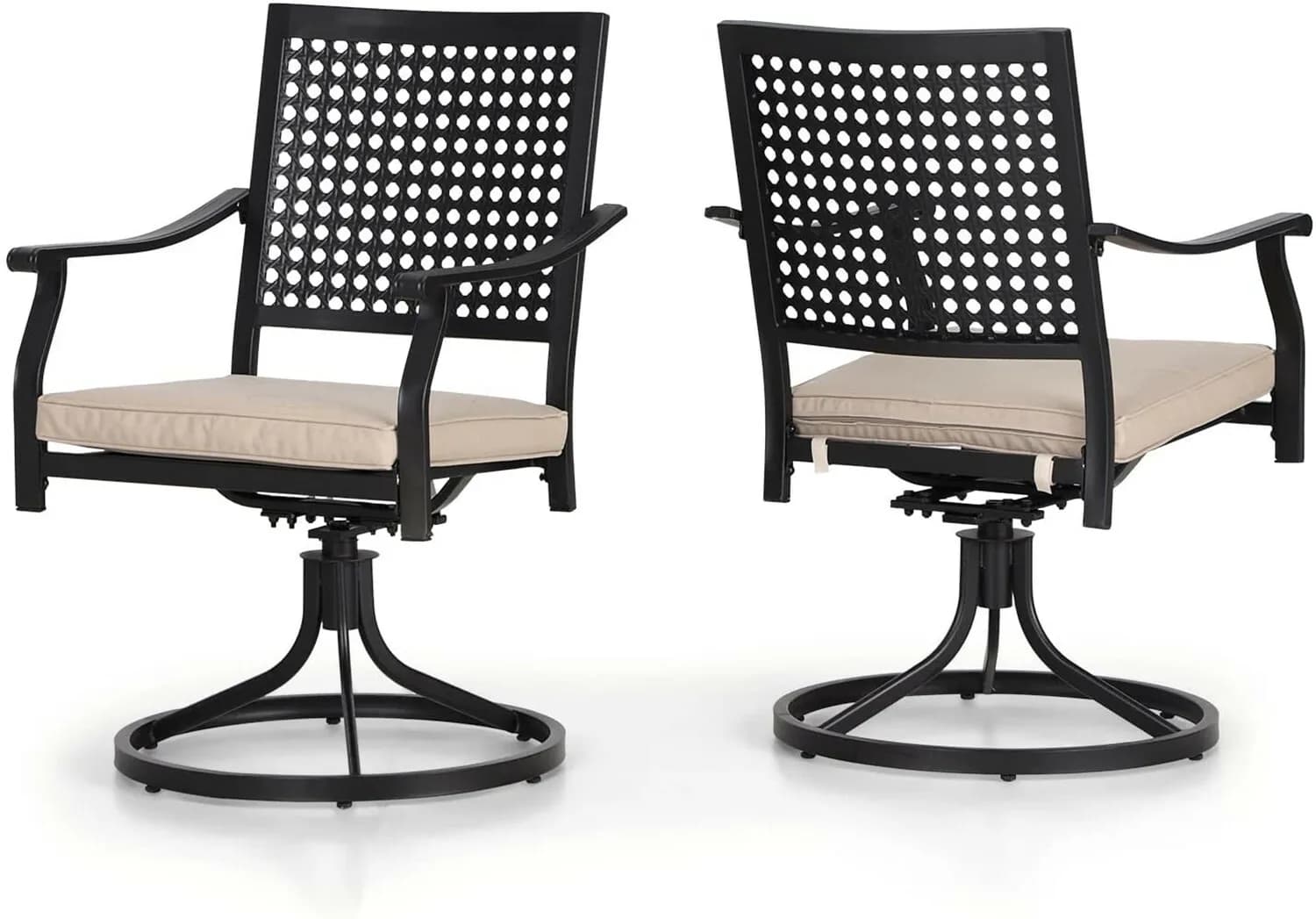 Patio Dining Chairs Set of 2 Swivel Outdoor Chairs Garden Armchairs