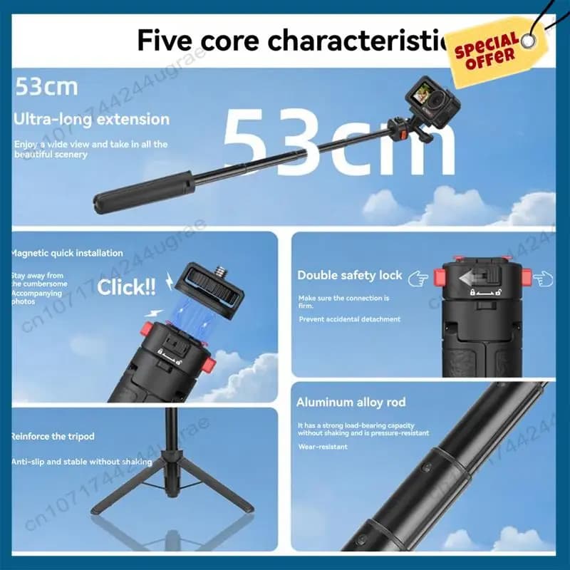 -A15I Streaming live Selfie Stick/treppiede per DJI Osmo Action 5 Pro 4/Pocket 3/Insta360 X5 X4 Accessori per fotografia fotografica