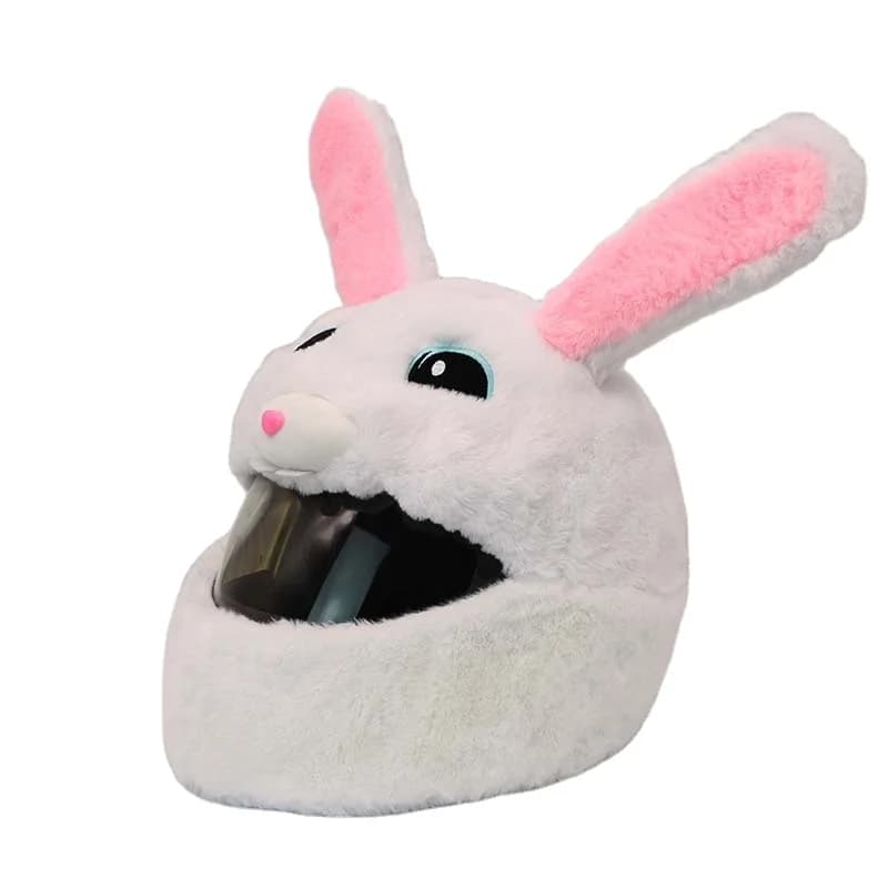 Simpatico casco da motociclista con coniglio in peluche