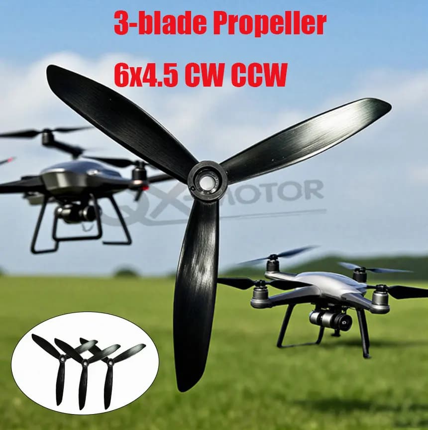1pairs 6045 3-blade Propeller 6x4.5 CW CCW for RC FPV Drone Airplane Fixed Wing Part