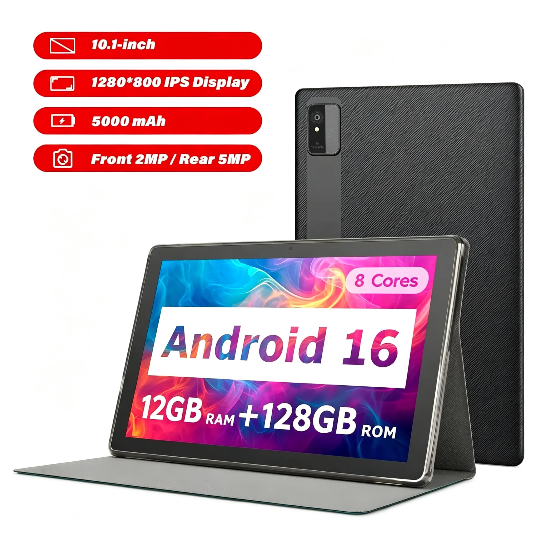 Paitanry 2026 10.1 Inch Tablet Android 16 12GB RAM 128GB ROM Octa core A537 IPS Display 5000Mah Bluetooth Wifi 6 Global Tablet
