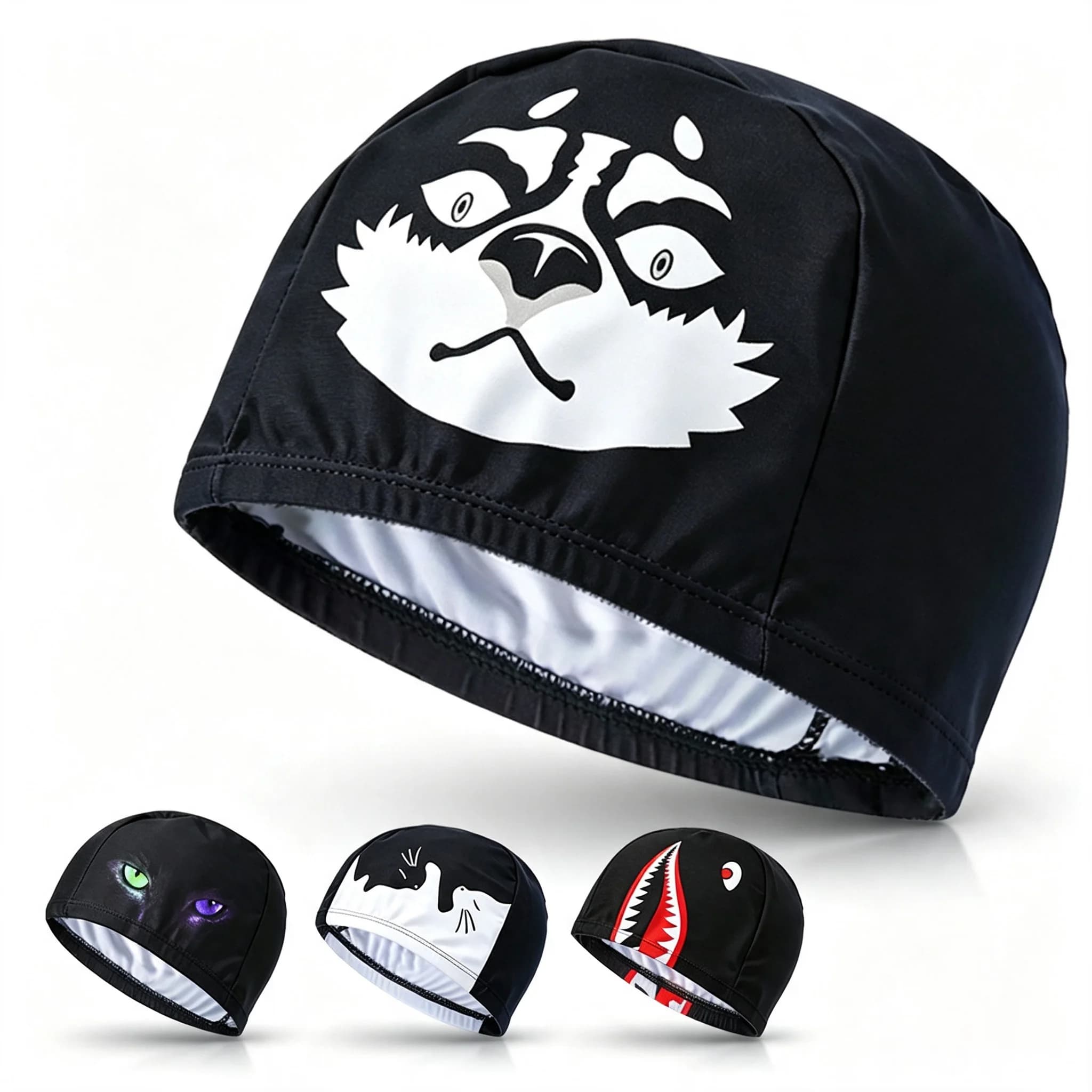 Unisex Adult Swimming Cap, Comfort Stretch Ear Protection Printed for Training Beach Activities