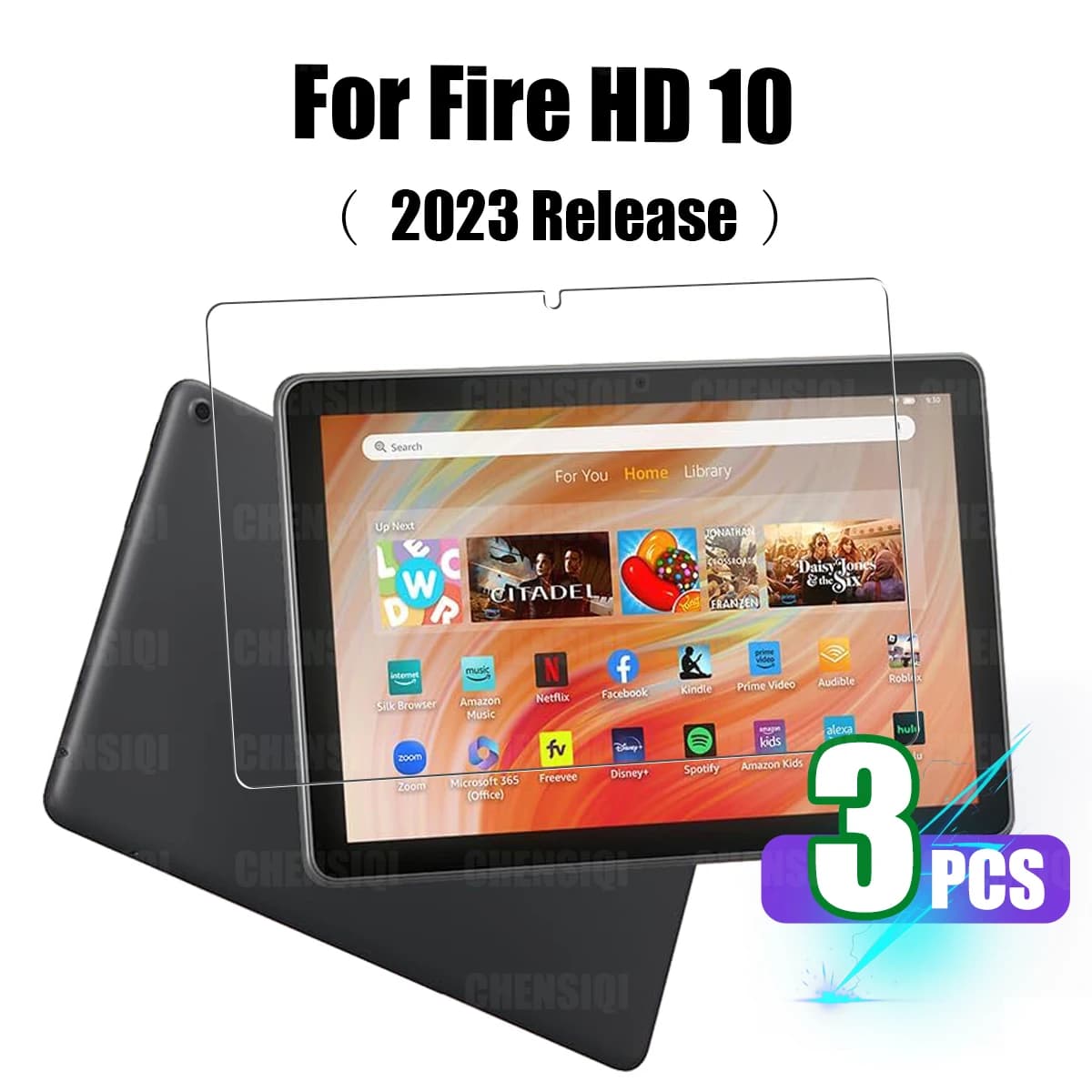 Per Amazon Fire HD 10 (versione 2023) Pellicola salvaschermo da 10,1 pollici Pellicola in vetro temperato anticaduta/antigraffio ad alta definizione