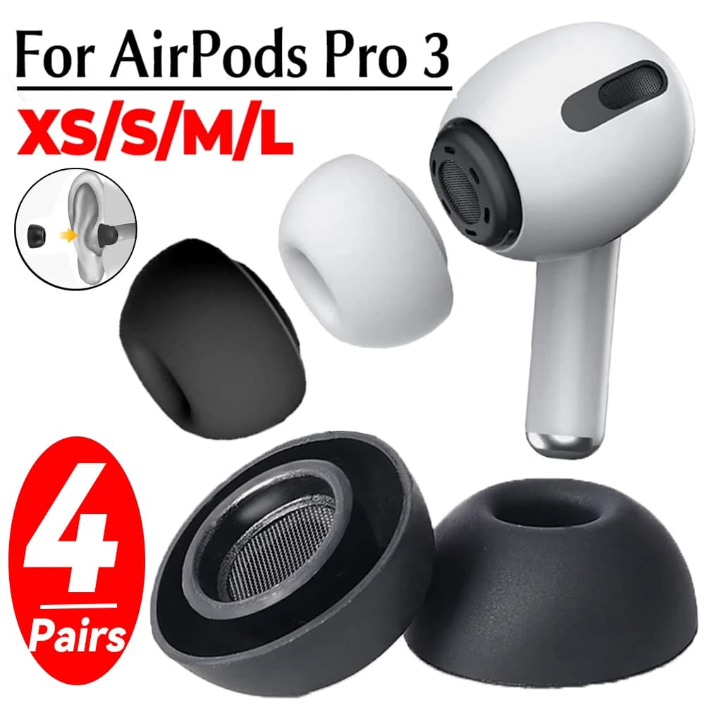 4/1Pairs for Apple Airpods Pro 3rd Soft Silicone Earbuds Tips Black&White Earplug Replacement Headphone Eartips Earphone Cap