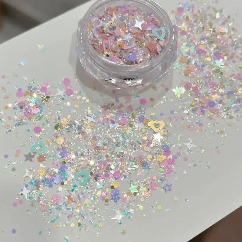 Decorazioni per Unghie 3D Coreane a Forma di Cuore e Stella, Glitter Colorati, Gioielli, Paillettes, Accessori per Manicure Fai-da-Te