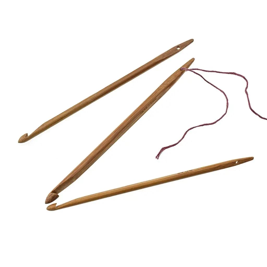 Wooden Crochet Hooks Set Smooth Finish Knitting Tools Yarn Needle Accessories for Rug Making DIY