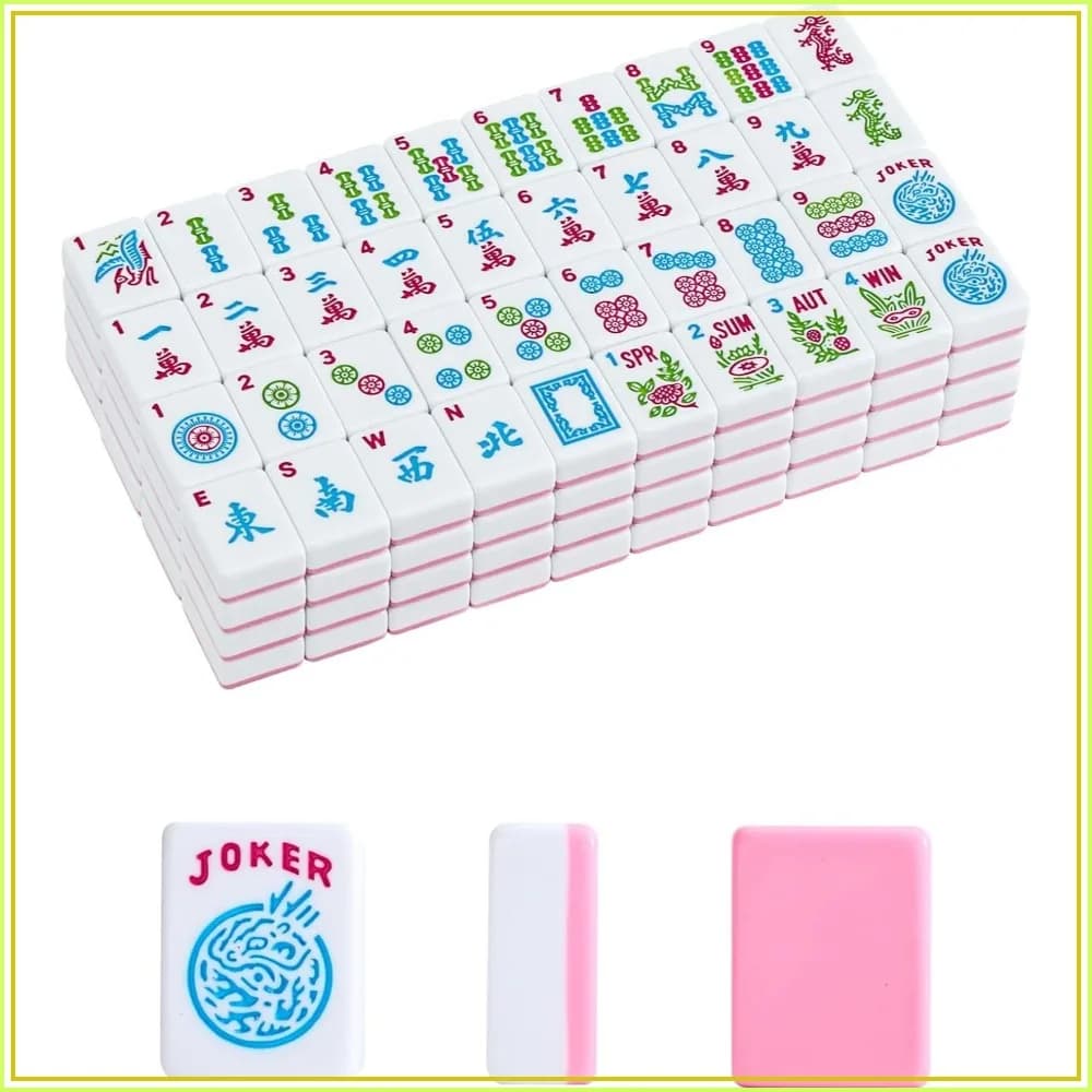 1.2" American Mahjong Tile Set, 166 Tiles, Pink Color, Scratch-Resistant Melamine, Tiles Only