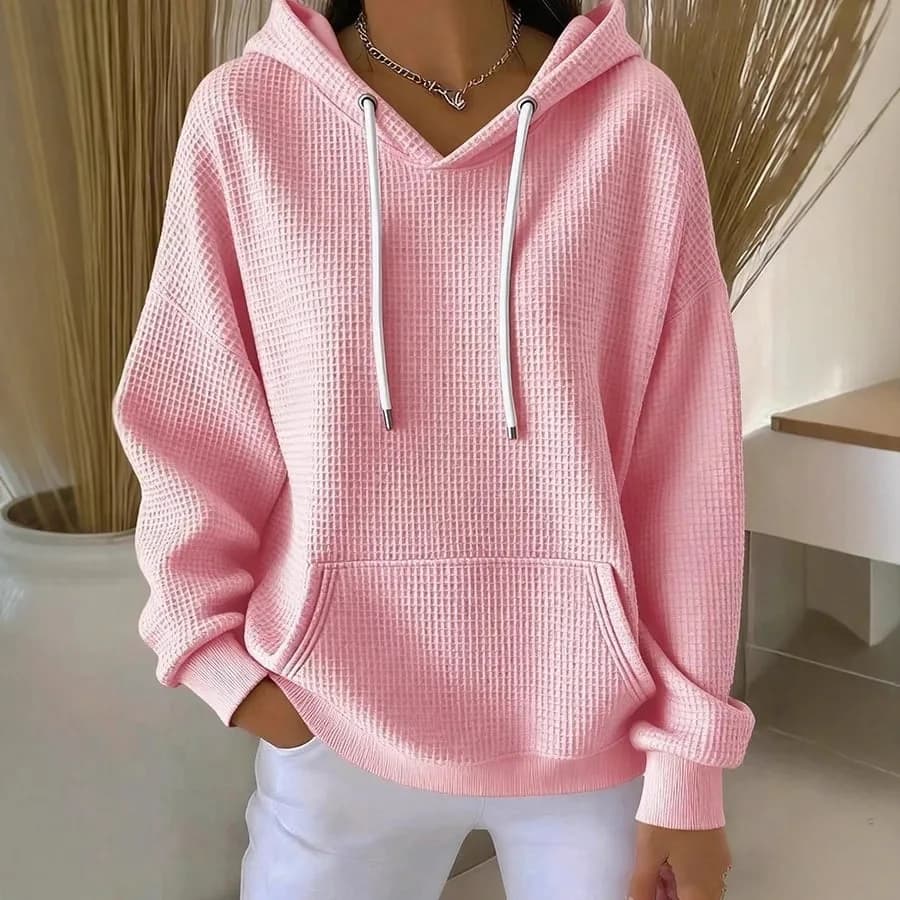 2026 Cross-Border Amazon Independen Saion Auumn Winer New Casual Solid Color Trendy Drawsring Hooded Long Sleeve