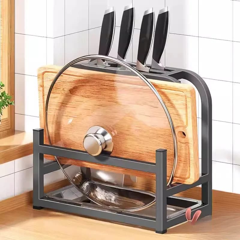 Porta Utensili da Cucina Multifunzione con Portacoltelli e Organizzatore in Metallo, Portatile per Picnic e Pranzo