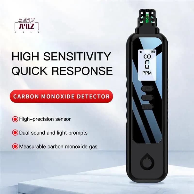 A41Z-Rilevatori portatili di monossido di carbonio da viaggio, display LCD CO portatile con 2 batterie AAA alimentate, (nero) Durab