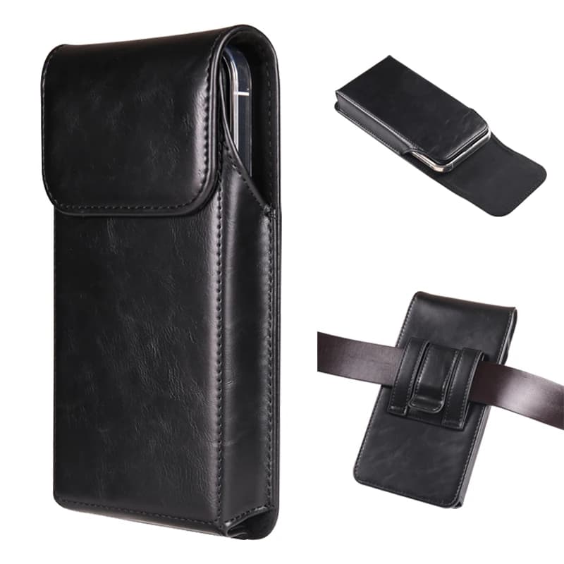 Custodia per telefono con clip da cintura in pelle magnetica di mucca di lusso Marsupio da viaggio per iPhone Samsung Xiaomi Custodia per fondina per smartphone
