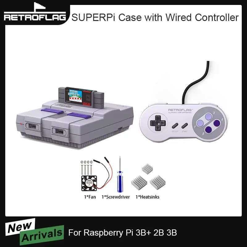 Custodia Retroflag SUPERPi con controller cablato per Raspberry Pi 3B+ 2B 3B Deluxe Edition UCase Set