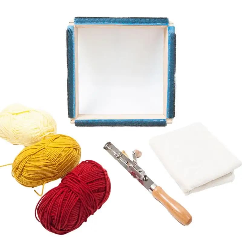 30cm Square Embroidery Hoop Wooden Gripper Strips For Punch Needle Frame With Needle DIY Embroidery Sewing