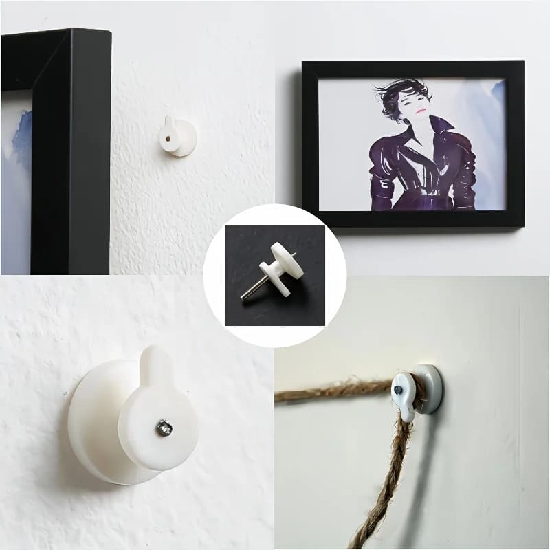 50pcs Smooth Shank Mini No Trace Wall Hanging Nails - Metal & Plastic Picture Hangers for Photo Frames and Decorations