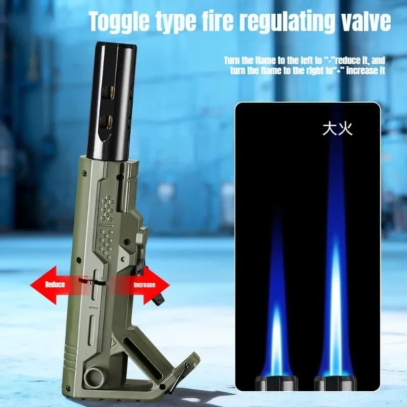 New Butane Gas Lighter with High Beauty, Windproof Inflatable Lighter, Blue Fire Direct Gas Lighter, Outdoor Laser Camping Tool