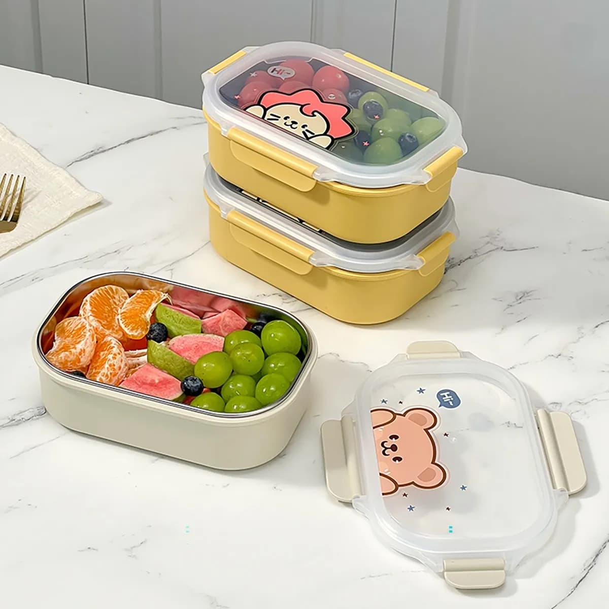 900ml 304 Stainless Steel Bento Lunch Box Microwave Safe Portable Large Capacity Sealed Lunch Food Container For Student Adult