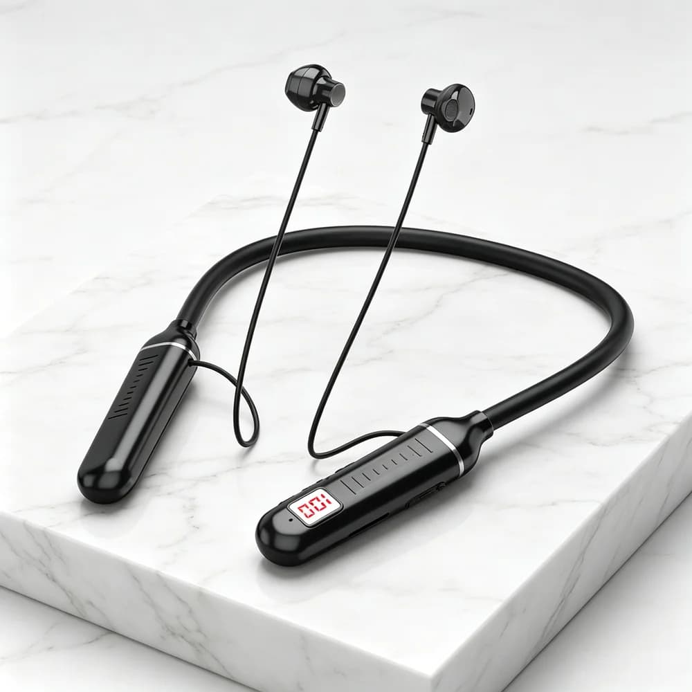 Wireless Earphones Bluetooth 5.3 Neckband Headphones Gaming LED Display HIFI Headset Sports TWS Earbuds With Mic TF Card