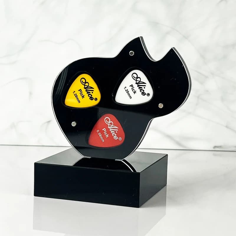Porta plettri in acrilico per chitarra, custodia per plettri, espositore per plettri per la conservazione e la visualizzazione di plettri per chitarra elettrica, basso e ukulele.