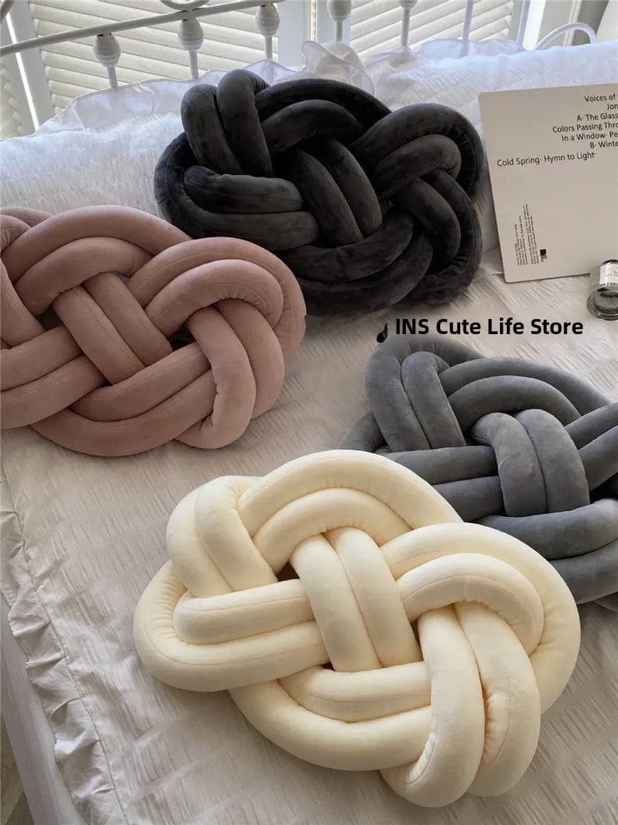 Cuscino Decorativo Annodato a Mano Stile Nordico, Cuscino per Divano, Cuscino per Finestra, Cuscino per Sedia in Tinta Unita per B&B e Alloggi Rurali