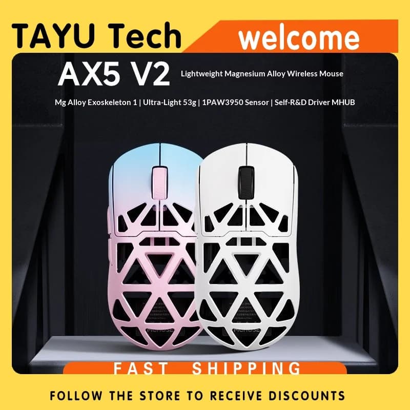 MCHOSE AX5 V2 Pro Wireless Gaming Mouse Magnesium Alloy Lightweight Three Mode Bluetooth 2.4G Wired PAW3395 Sensor