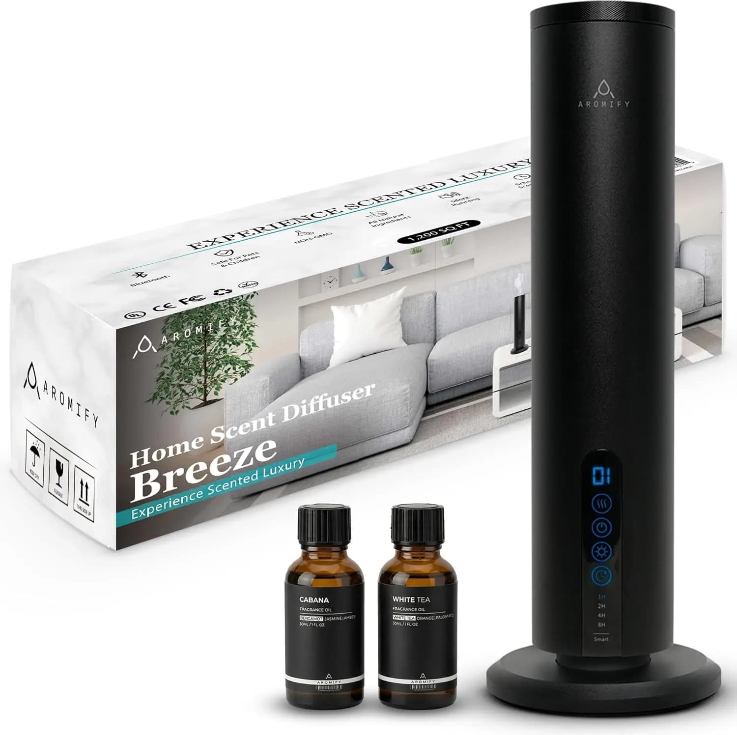 Diffusore di fragranze wireless Breeze, olio essenziale incluso – Controllo Bluetooth e tramite app, copertura di 1200 piedi quadrati, senza residui, sicuro per i bambini