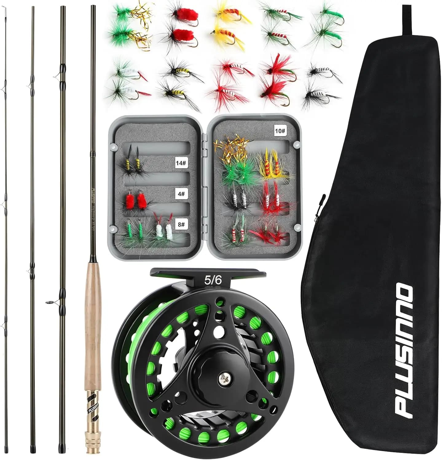Canna da pesca a mosca e mulinello leggeri in grafite da 4 pezzi combinati con kit di avviamento completo e borsa per il trasporto