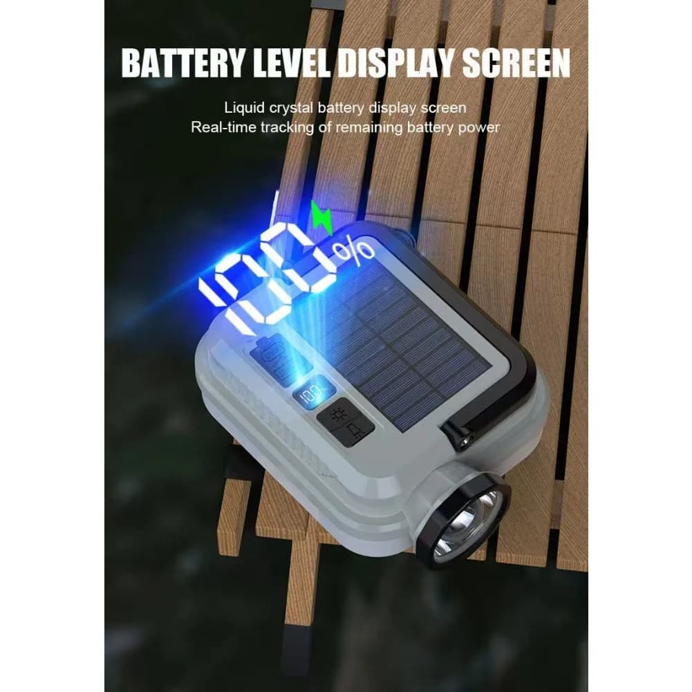 LED Solar Camping Light 400LM Portable Outdoor Work Lamp for Tent RV Use with USB Charging and Rain Resistant Housing