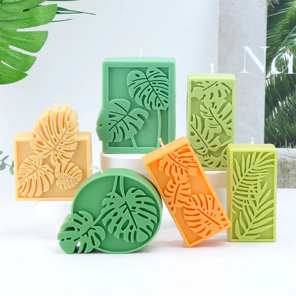 Embossed Turtle Back Leaf Rectangular Soap Mold Creative Leaf Scented Candle Silicone Mold Interior Decoration Resin Mold