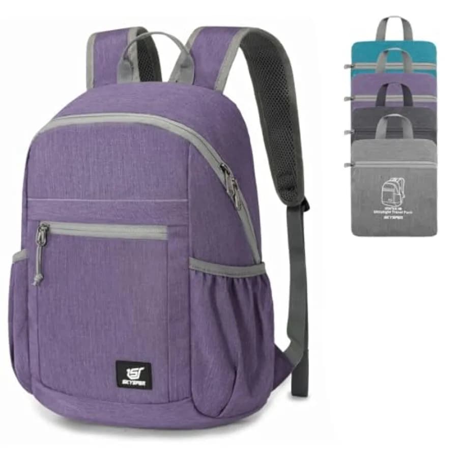 Zaino Antifurto per Escursionismo, Daypack da Viaggio Pieghevole da 18L con RFID, Zaino Leggero e Ripiegabile per Passeggiate e Gite Giornaliere