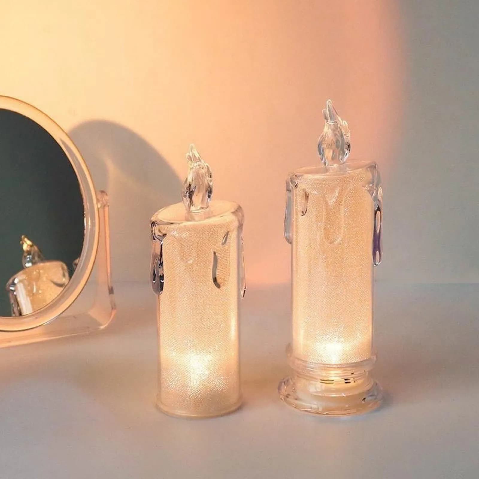 Glitter Led Candle Trending Flameless Taper Candle Bestseller Romantic Battery Operated Light Top Seller Wedding Table Decor T1