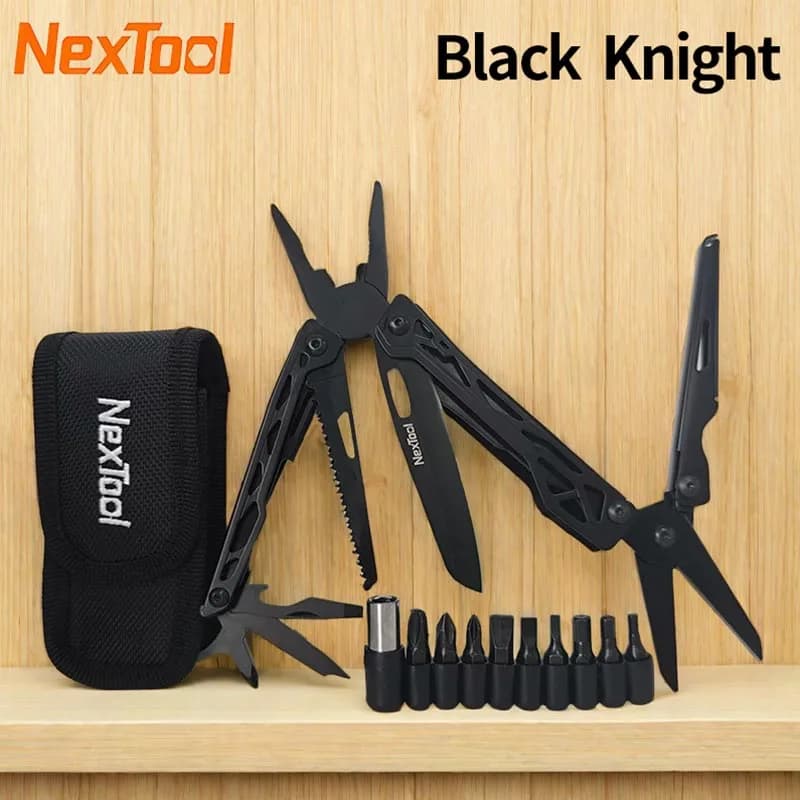 Nextool Black Knight Pinze Multiuso Pieghevoli 11 in 1, Forbici EDC, Kit di Emergenza Multifunzione per Campeggio e Sopravvivenza all'Aperto