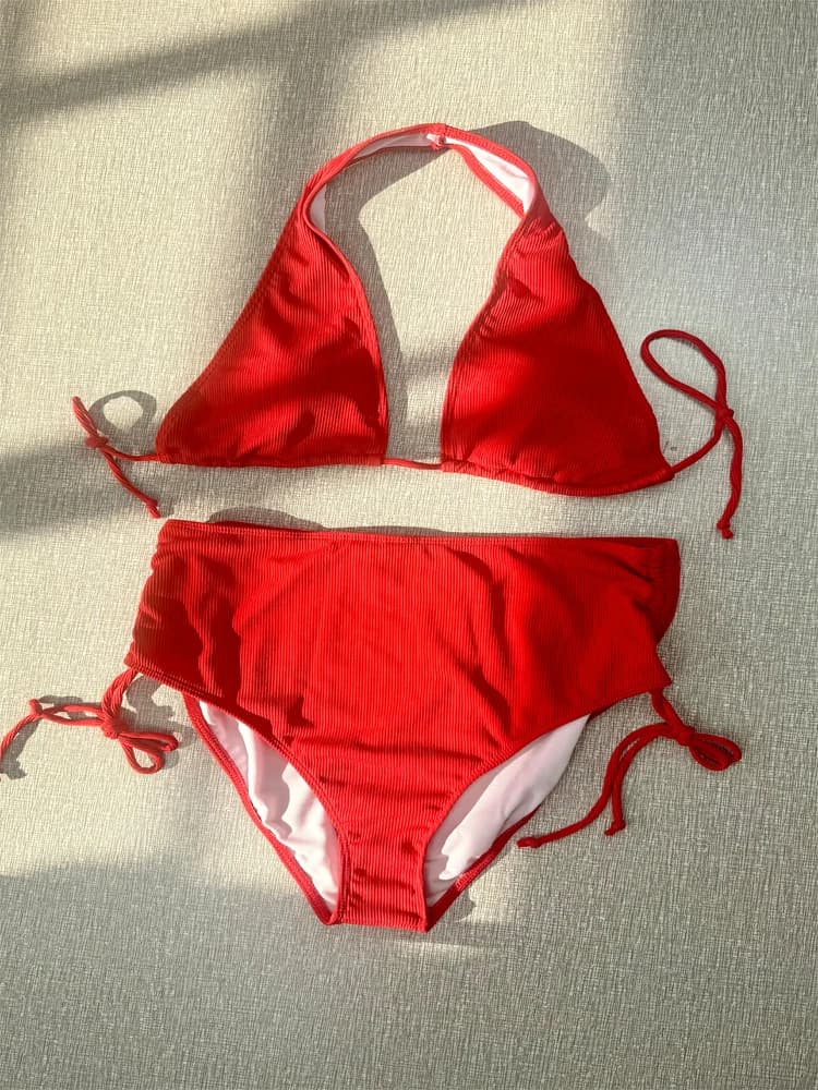 Women's bikini set, two-piece swimsuit with cross laces, women's summer beach bikini set