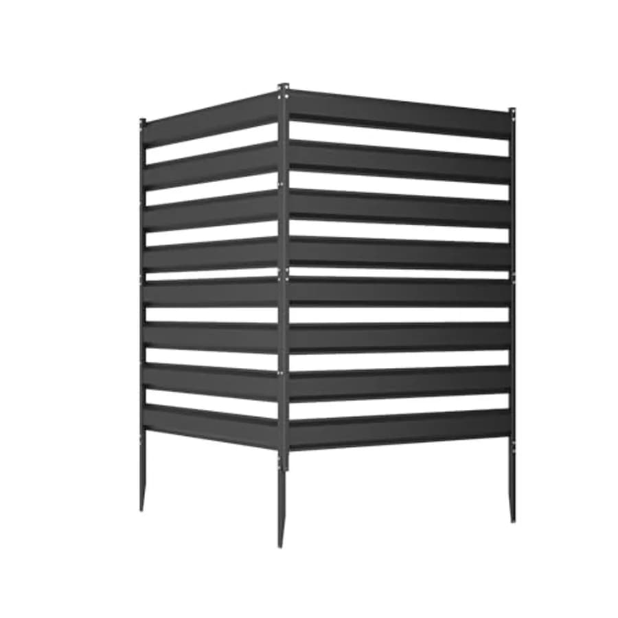 Pannello Recinzione Privacy in Metallo Nero 39 L x 48 A, 2 Pannelli Modulari con Lamelle, Schermo Privacy Esterno Resistente alle Intemperie per Bidone della Spazzatura A