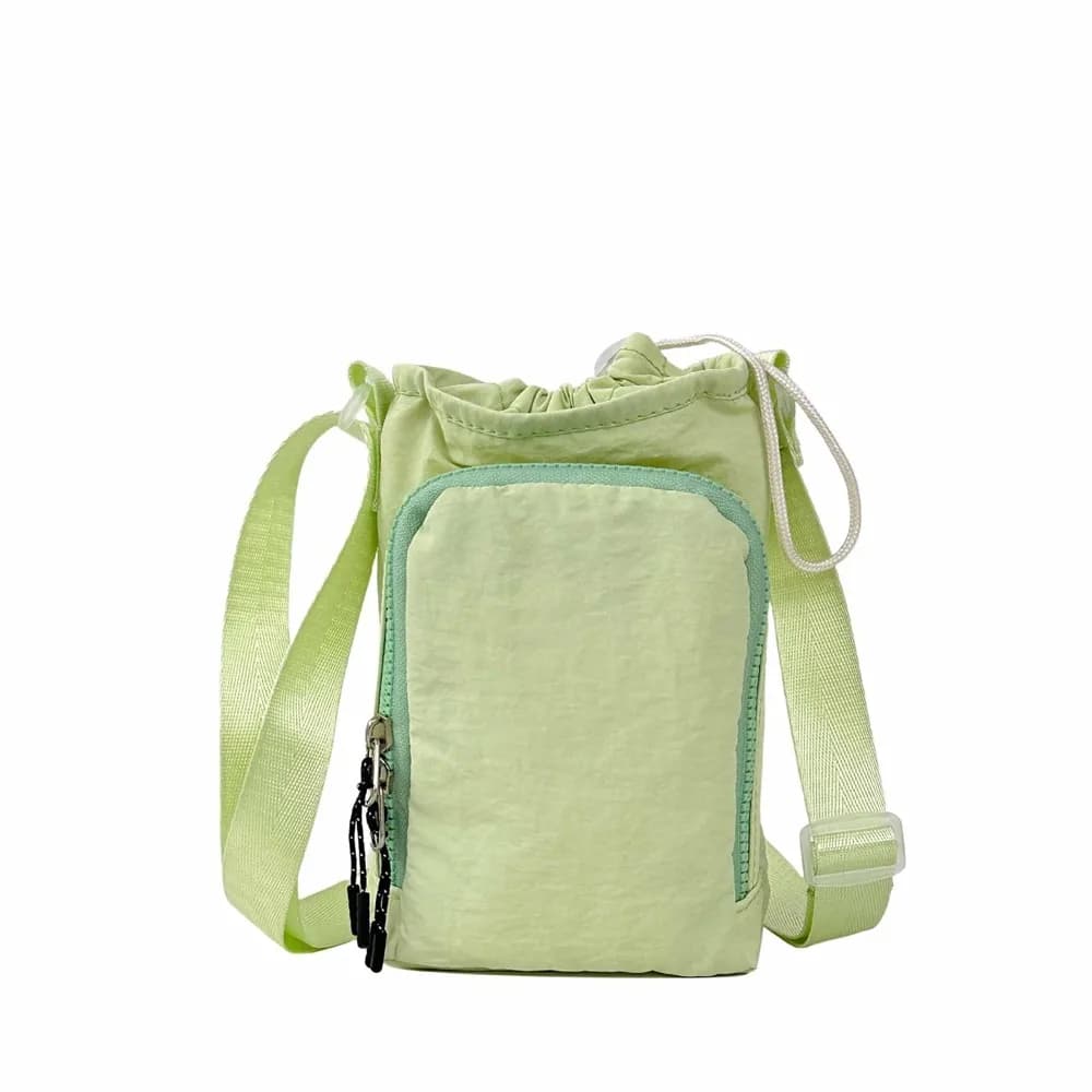Shoulder bag with shoulder strap Fast drying nylon bottle pocket Front pocket with wide opening
