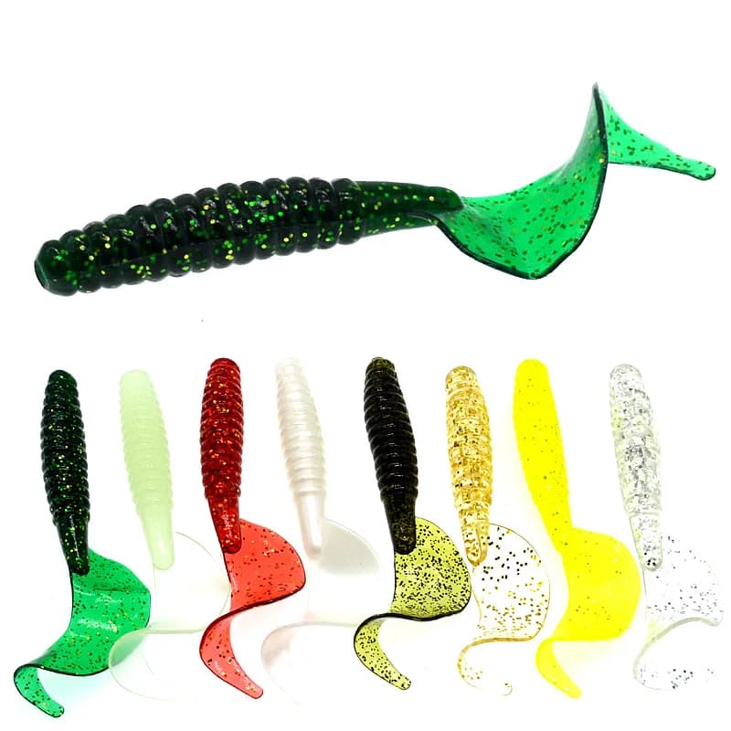 Fishing Lure Soft Bait Worm 7cm 9cm Fresh Salt Water Single Tail Grub Artificial Lures TEXAS RIG Jig Head Lot 10 Pieces SALE