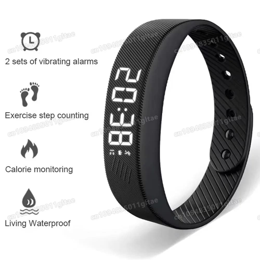 Smart Bracelet LED Digital Waterproof Smart Clock Smartband Running Pedometer Monitor Smart Band Vibration Alarm Reminder HT30