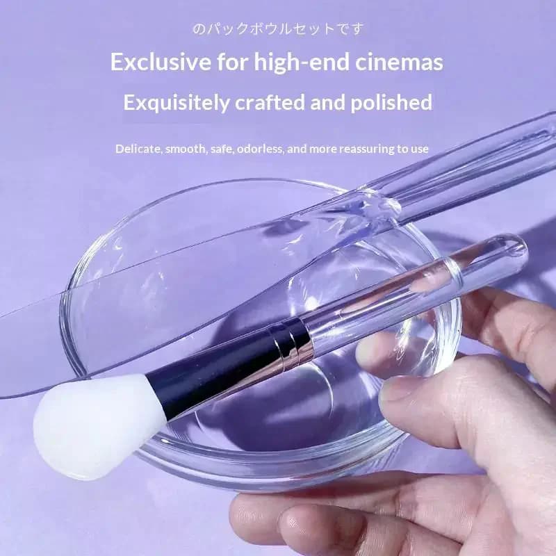 5Pcs Skin Care DIY Mask Set Clear Rod Mixing Bowl Spoon Set Soft Applicator Brushes For Face Deep Cleaning Portable Beauty Tools
