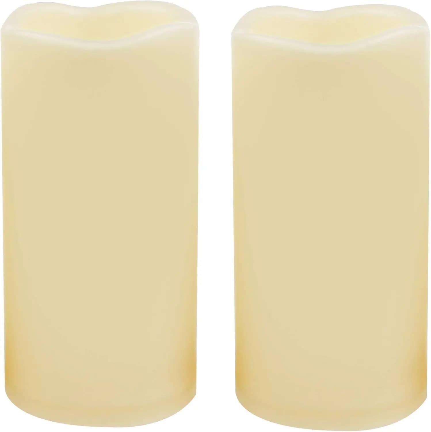 Candele a LED Senza Fiamma Impermeabili con Timer, Effetto Sfarfallio Realistico, a Batteria, 3x6 Pollici, Confezione da 2 per Decorazioni Esterne