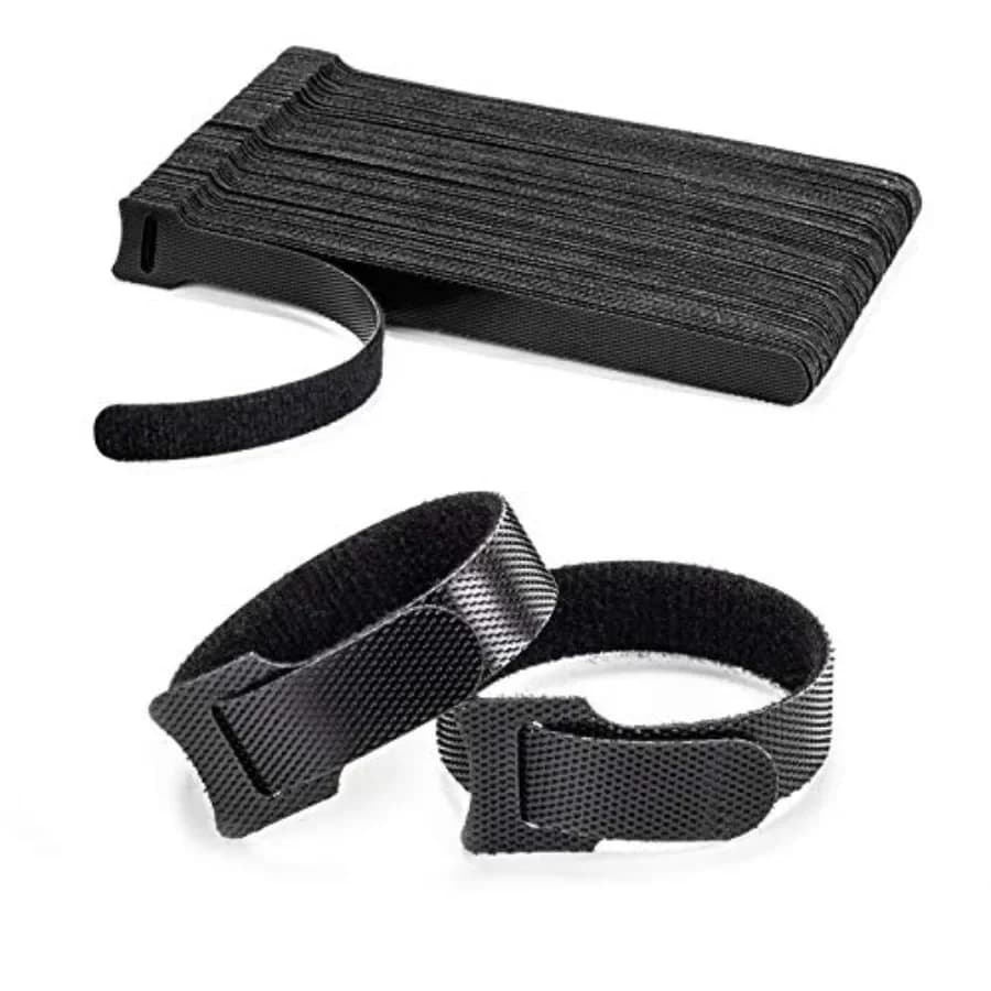 80PCS Reusable Cable Ties, Black Adjustable 6-Inch Cord Organizer Ties, Multi-purpose Hook Loop Cable Management Wire Ties for