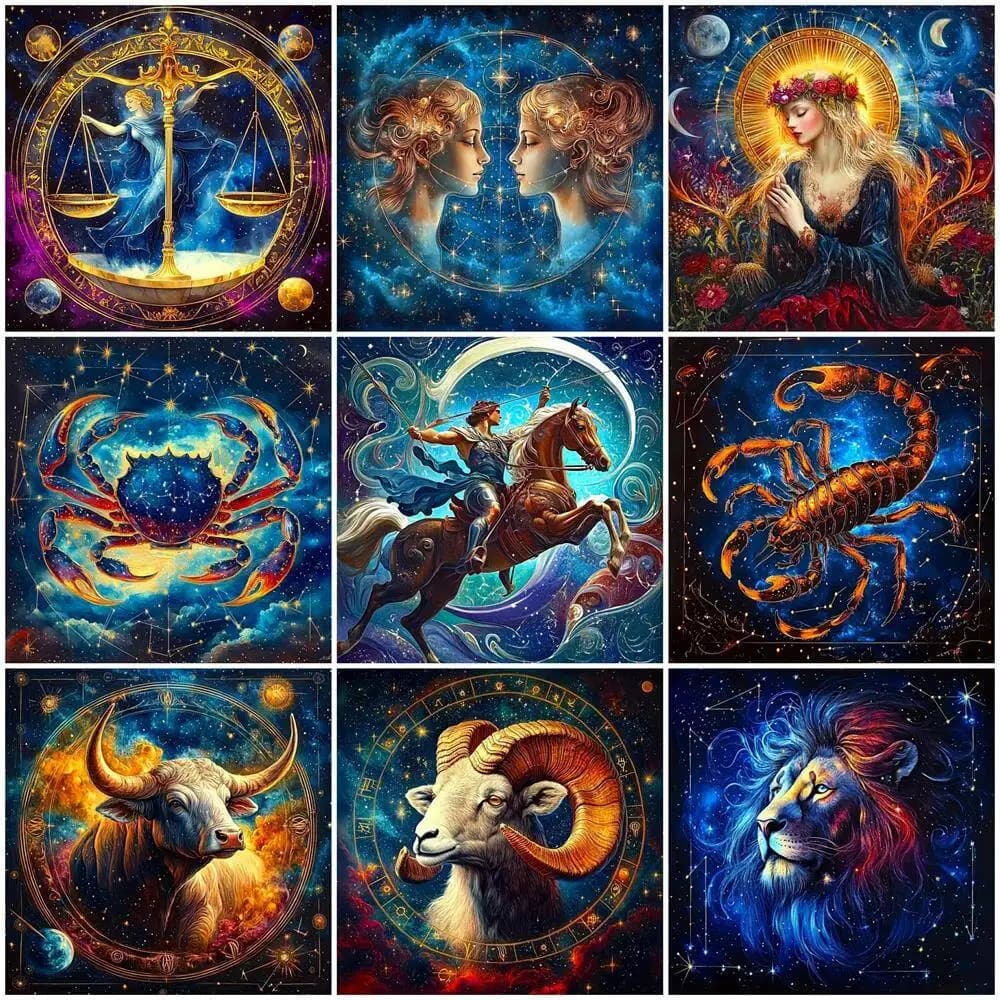 Diamante fai da te ricamo costellazione pittura diamante 5D leone Ariete trapano rotondo completo mosaico set arredamento per la casa