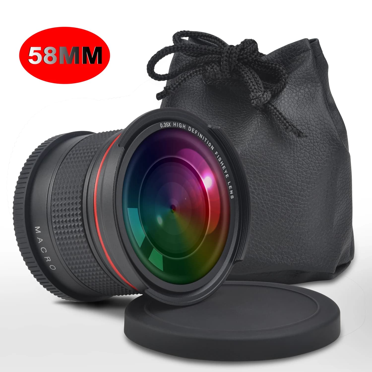 Fisheye 58MM 0.35x wide angle lens (with macro portion) for Canon EOS Rebel 70D 77D 80D 1100D 700D 650D 300D T7i T6i T6s
