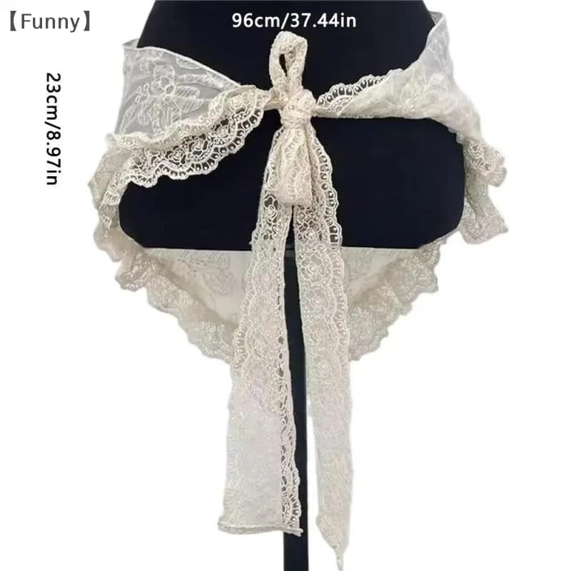 maveraFunny RagaSummer Lace Bandana Sciarpa Triangolo stile coreano Fazzoletto da collo Boho Cintura in vita per ragazze Accessori fotografici in campagna
