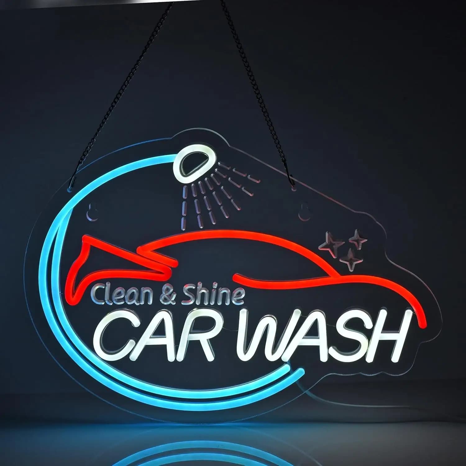 Insegna al Neon per Autolavaggio, Luci al Neon USB Dimmerabili per Stazioni di Servizio, Attività di Detailing, Servizi Commerciali, Casa, Negozio, Decorazione per Camion